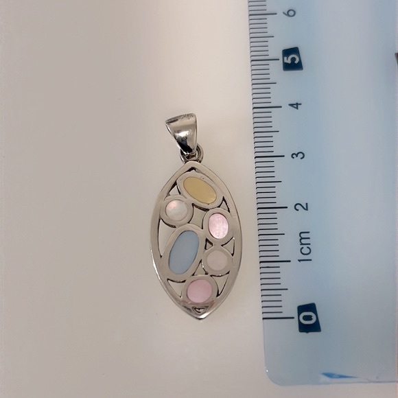 Silver Elegant Multi-Color Pendant for necklace, blue & pink - Picture 5 of 5